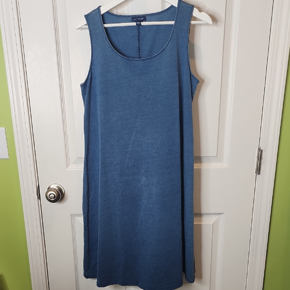 Pure Jill Indigo Knit Dipped Hem Dress in Blue Dawn Women's Size Small